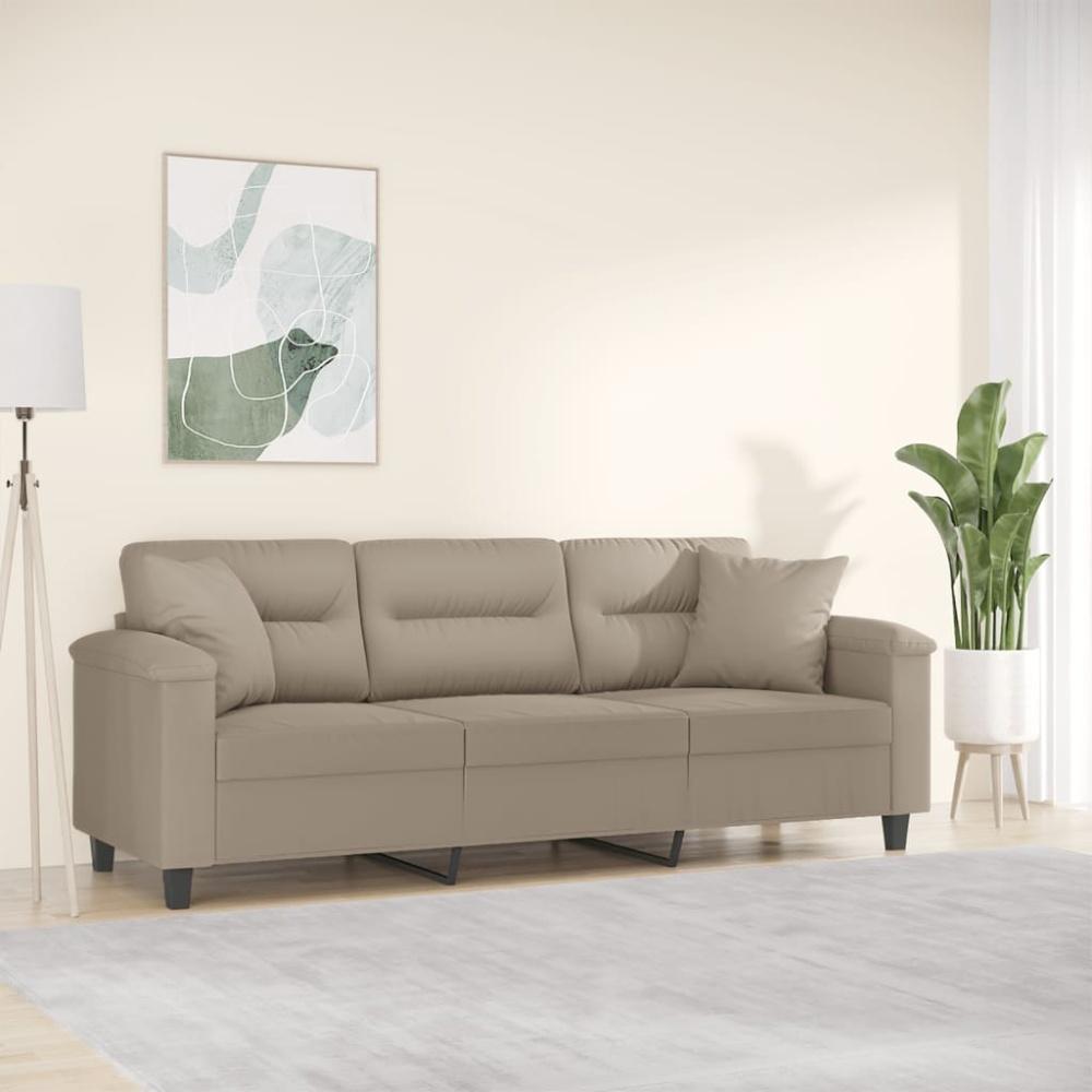 vidaXL 3-Sitzer-Sofa mit Kissen Taupe 180 cm Mikrofasergewebe Bild 1