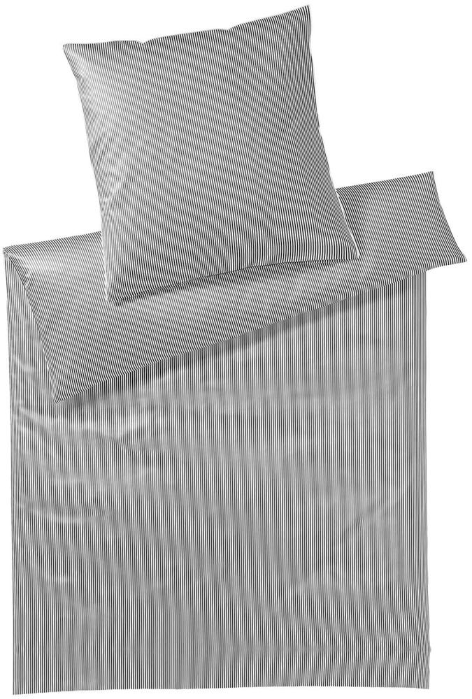 elegante Mako-Satin Bettwäsche Hamburger Streifen|200x220 cm + 2x 80x80 cm| grau Bild 1