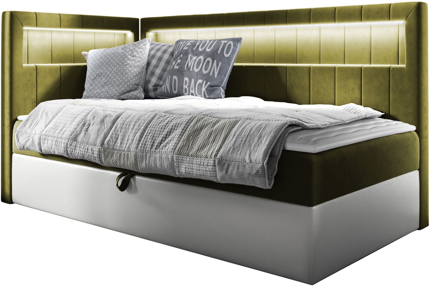 Boxspringbett 'Gladino Junior 3' grün 100 x 200 cm Links Bild 1