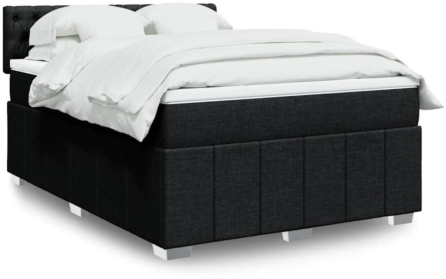 vidaXL Boxspringbett mit Matratze Schwarz 140x190 cm Stoff 3287072 Bild 1