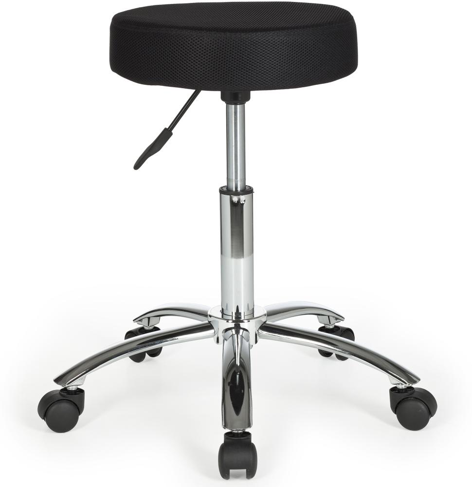 Kadima Design Ergonomischer Rollhocker "Arno" mit gepolsterter Sitzfläche, 360° drehbar, bis 100 kg. Schwarz, 55x55x70 cm Bild 1