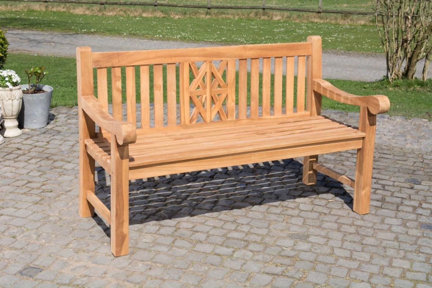 TPFGarden Gartenbank Florence-XL, Teak-Holz Garten Bank Sitzbank massiv Teakbank edel Breite 150cm Bild 1