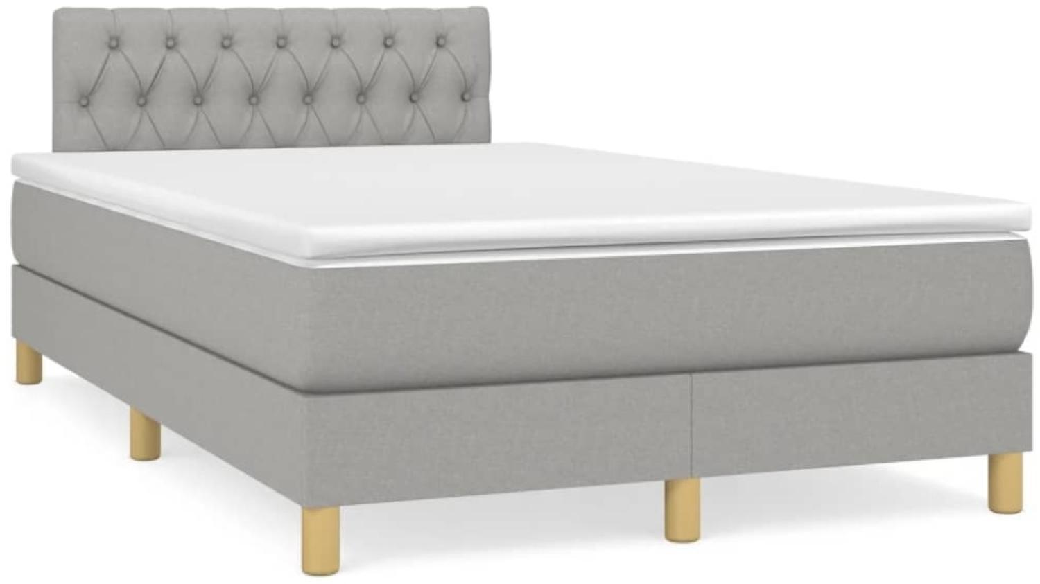 vidaXL Boxspringbett mit Matratze Hellgrau 120x190 cm Stoff 3269793 Bild 1