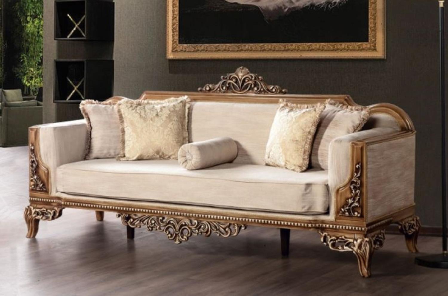 Casa Padrino Luxus Barock Sofa Grau / Braun - Prunkvolles Wohnzimmer Sofa im Barockstil - Barock Wohnzimmer Möbel - Edel & Prunkvoll Bild 1