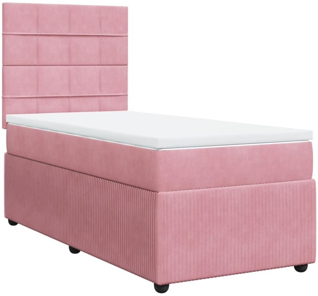 vidaXL Boxspringbett mit Matratze Rosa 90x200 cm Samt 3292243 Bild 1
