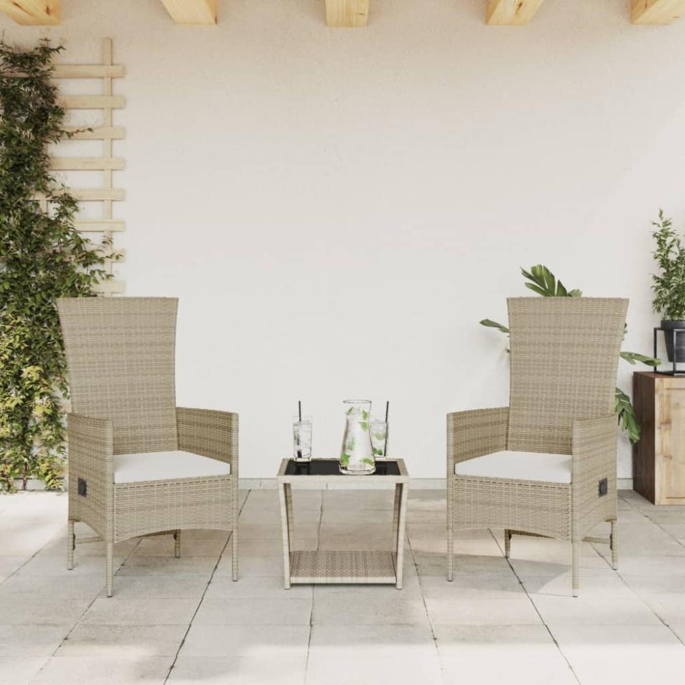 vidaXL 3-tlg. Garten-Essgruppe mit Kissen Beige Poly Rattan 3277590 Bild 1