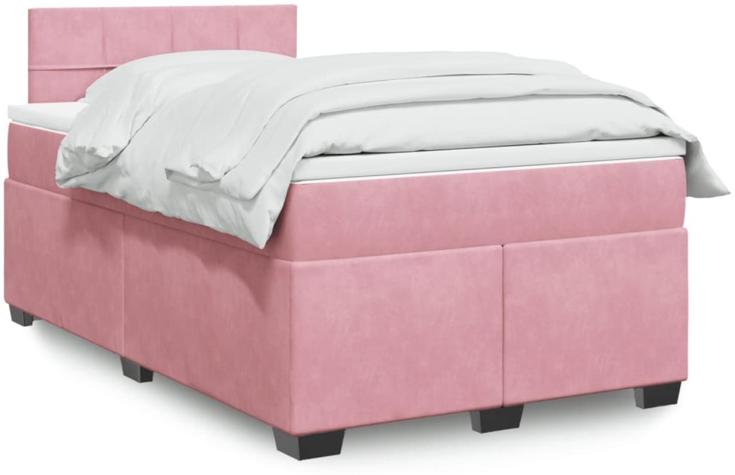 vidaXL Boxspringbett mit Matratze Rosa 120x200 cm Samt 3288587 Bild 1