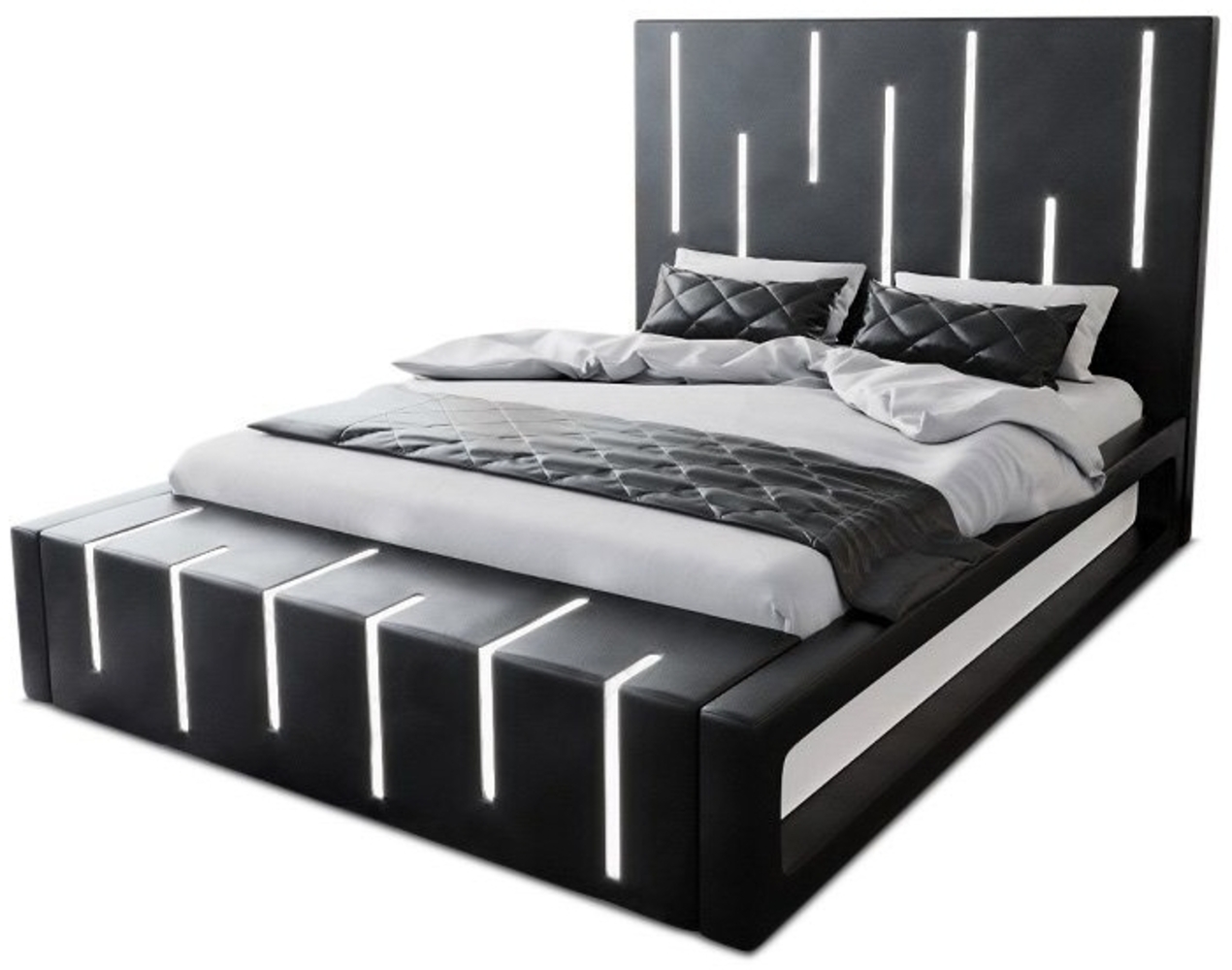 Sofa Dreams Boxspringbett Milona (6 Teile), Kunstleder Bett, Matratze, Topper, LED-Beleuchtung, versch. Liegemaße Bild 1