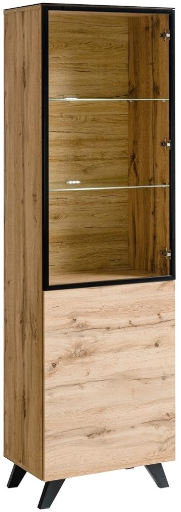 99rooms Thon Vitrine 197x60x40 Wotan Eiche | Schwarz Bild 1