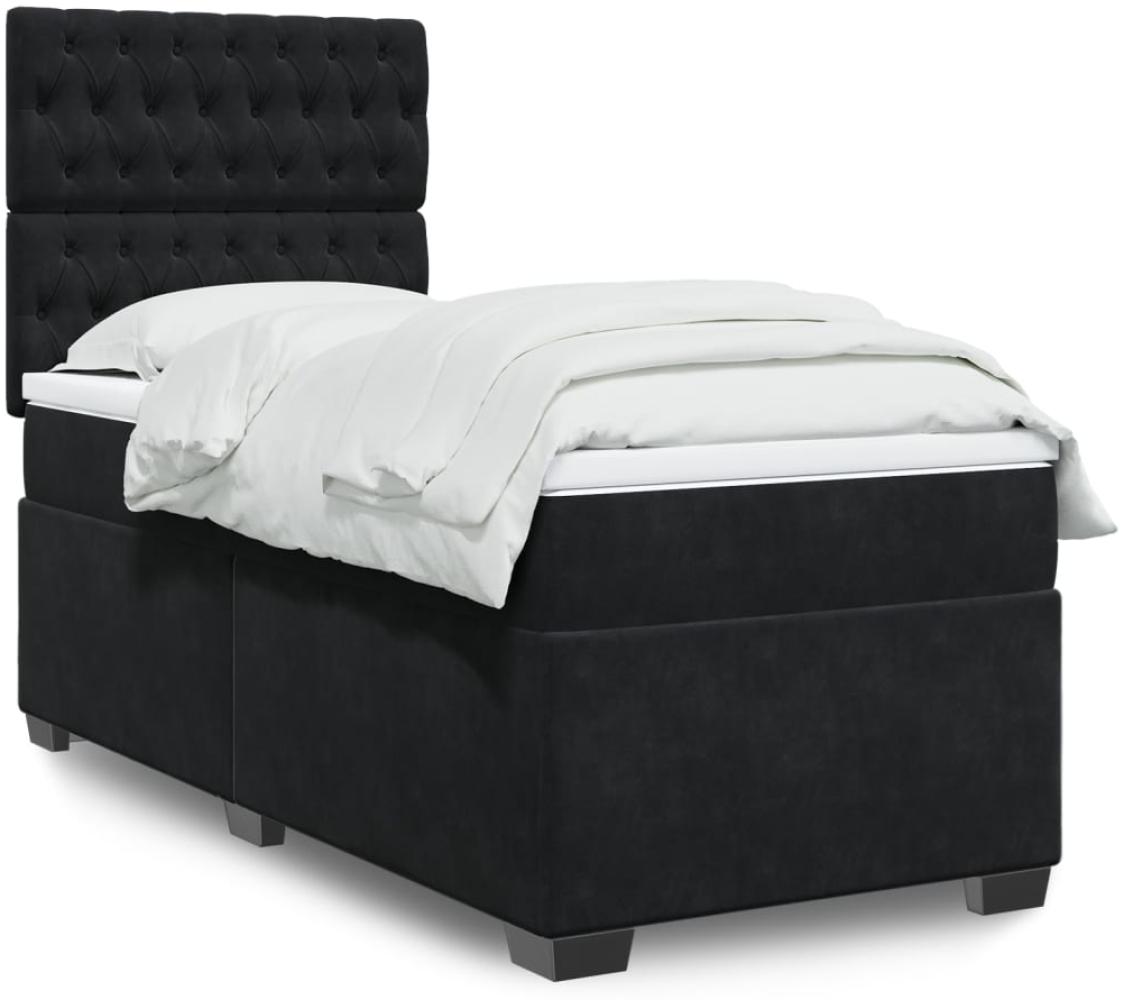 vidaXL Boxspringbett mit Matratze Schwarz 90x190 cm Samt 3293094 Bild 1