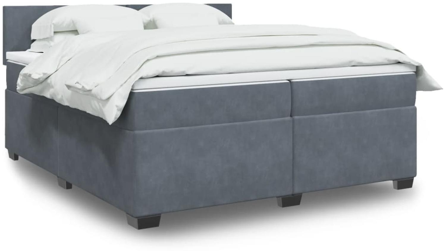 vidaXL Boxspringbett mit Matratze Dunkelgrau 200x200 cm Samt 3288697 Bild 1