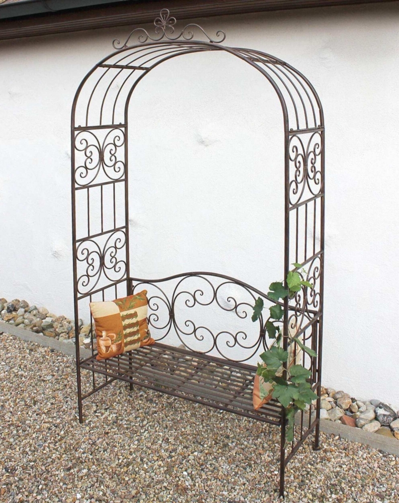 DanDiBo Rosenbogen mit Sitzbank Metall Stabil 120 cm Breit 120852 Rankgitter Bank Spalier Pergola Bild 1