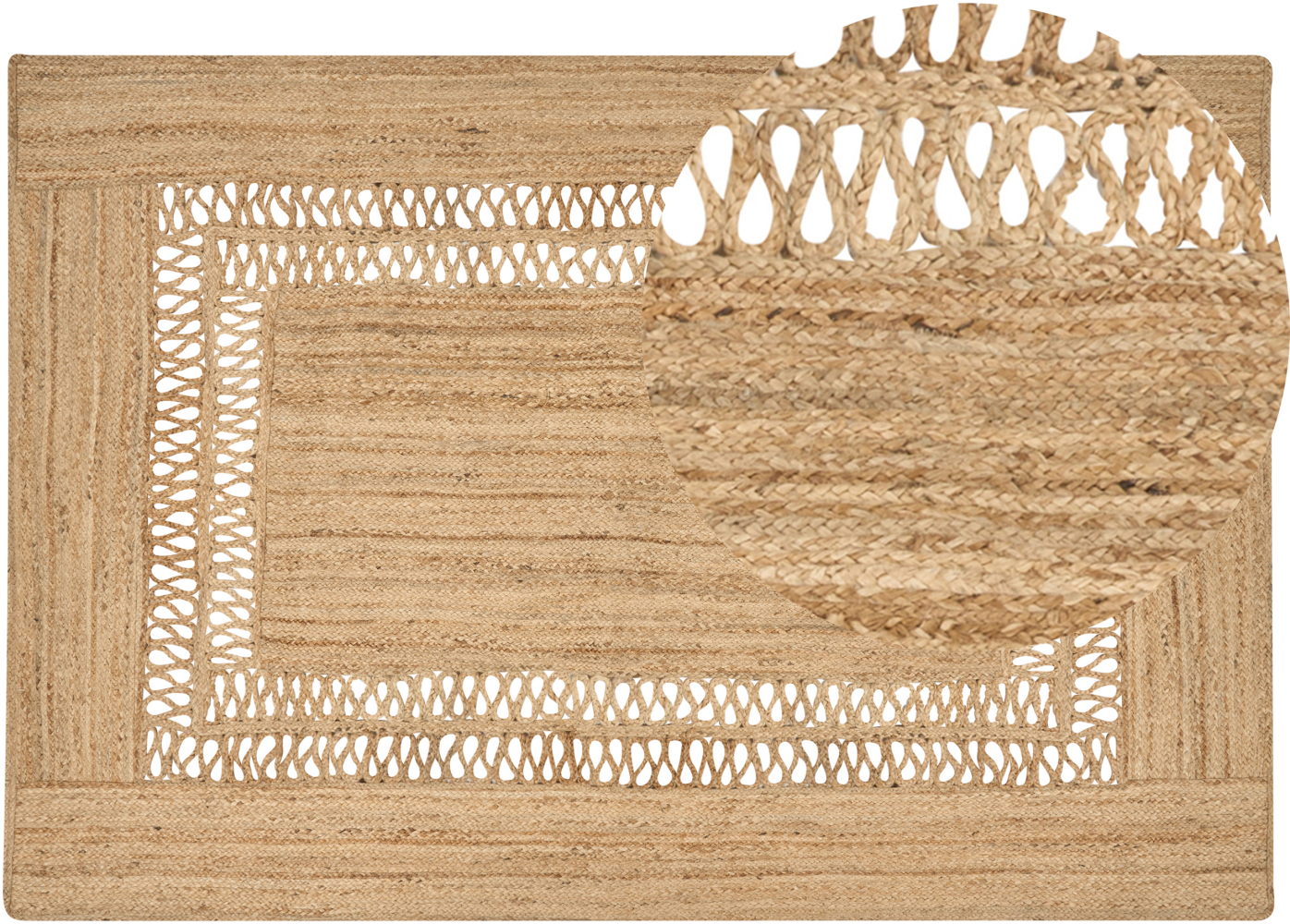 Teppich Jute beige 160 x 230 cm geometrisches Muster Kurzflor YENIKOY Bild 1