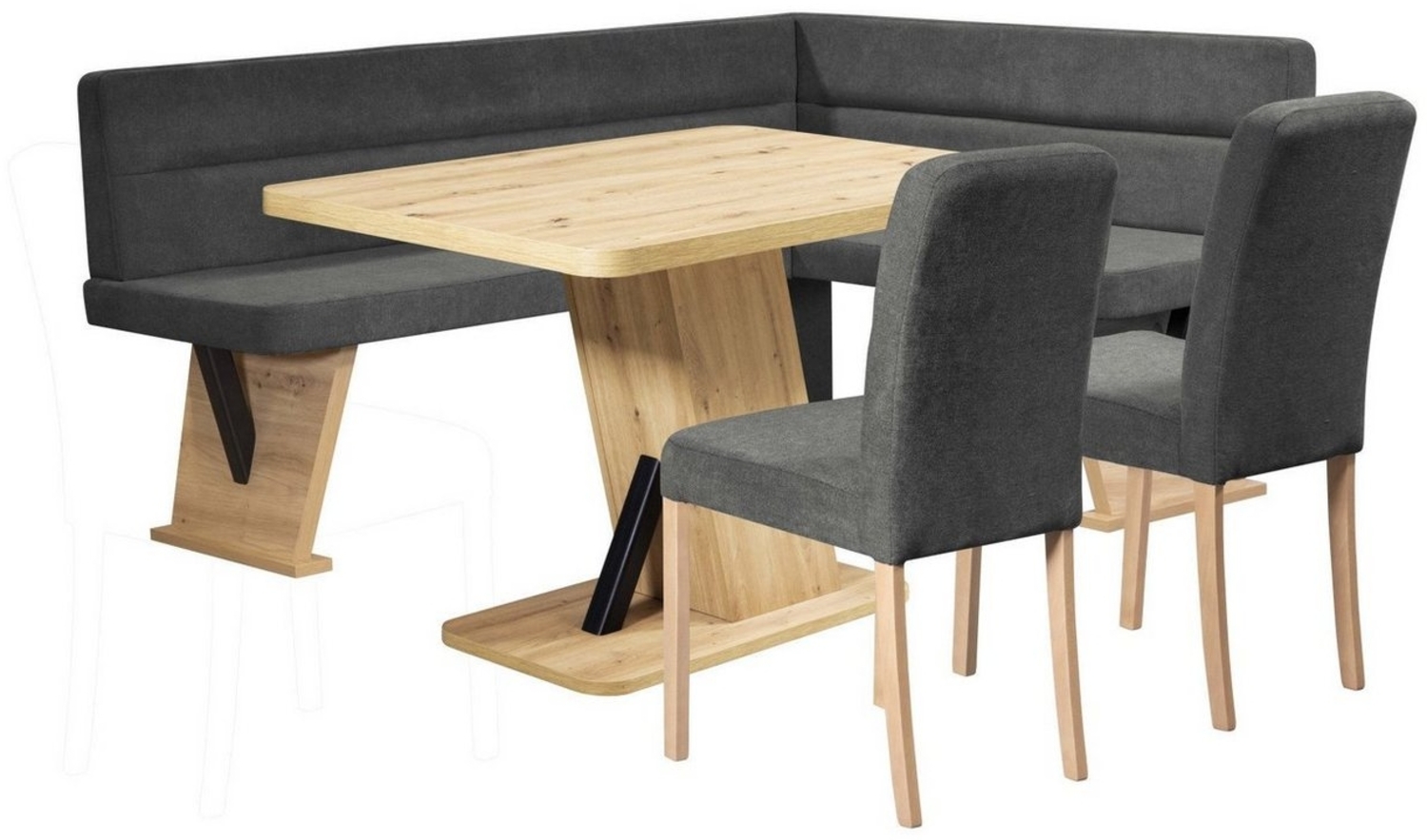 Home affaire Eckbankgruppe Laros Sitzgruppe, Eckbank, Stühle, Tisch, (Set, 4tlg Set), perfekt für Küche, Esszimmer, Wohnzimmer, Bestseller Bild 1