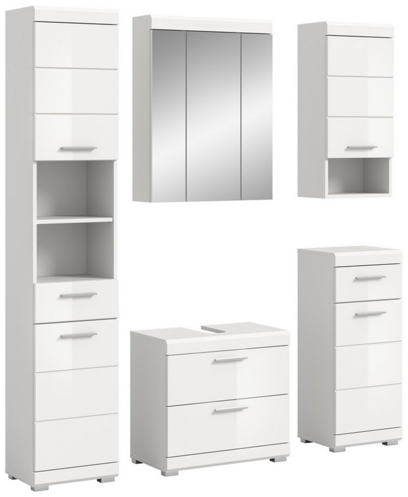 INOSIGN Badmöbel-Set Siena, 5 teilig, bestehend aus:, (Set), Hochschrank, WBU, Spiegelschrank, Unterschrank, Hängeschrank Bild 1