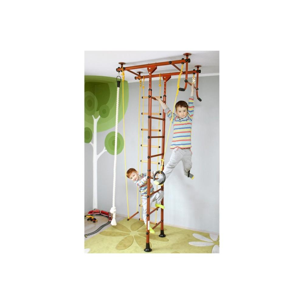 NiroSport Sprossenwand für Kinderzimmer M1 aufbau ohne bohrungen Made in Germany Holzsprossen Rot Raumhöhe 200 - 250 cm Bild 1