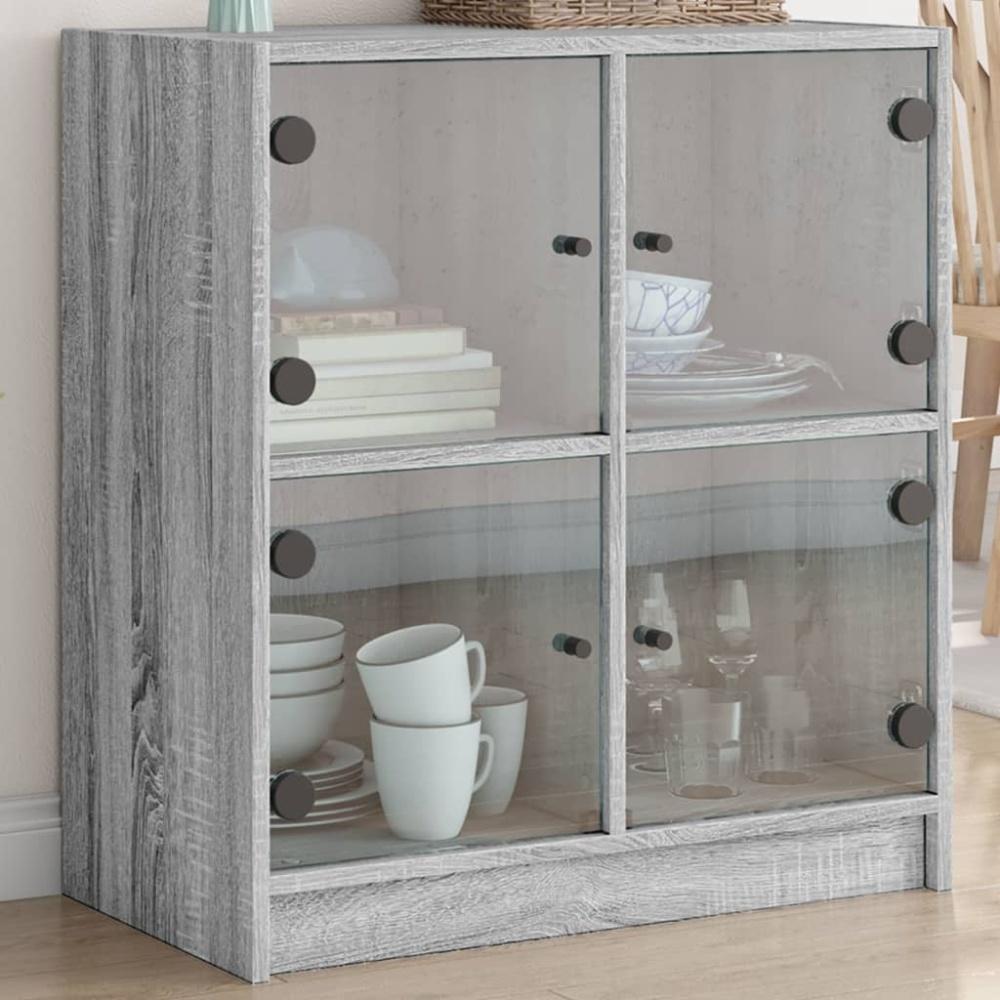 vidaXL Beistellschrank mit Glastüren Grau Sonoma 68x37x75,5 cm 836383 Bild 1