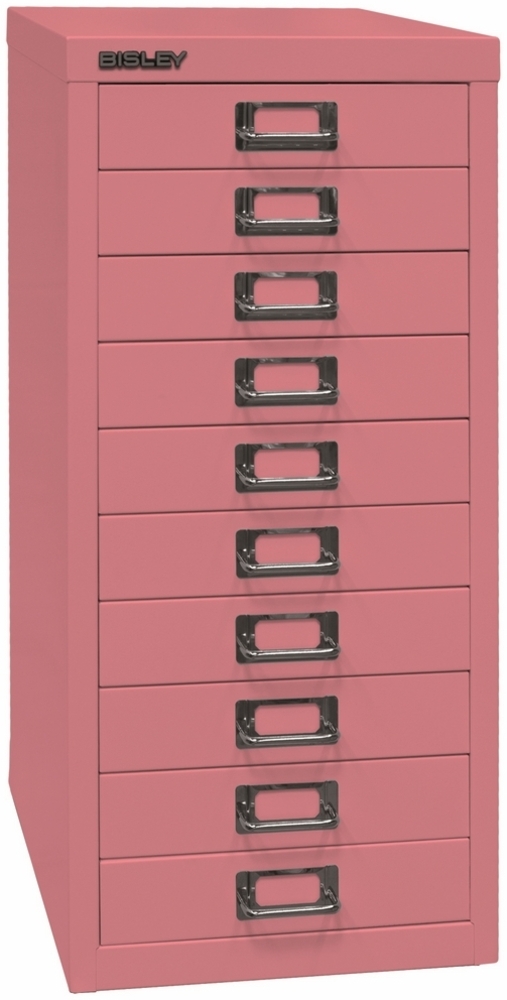 Bisley Multidrawer Schubladenschrank aus Metall mit 10 Schubladen DIN A4 ohne Sockel - Farbe: Pink, L2910-601 Bild 1