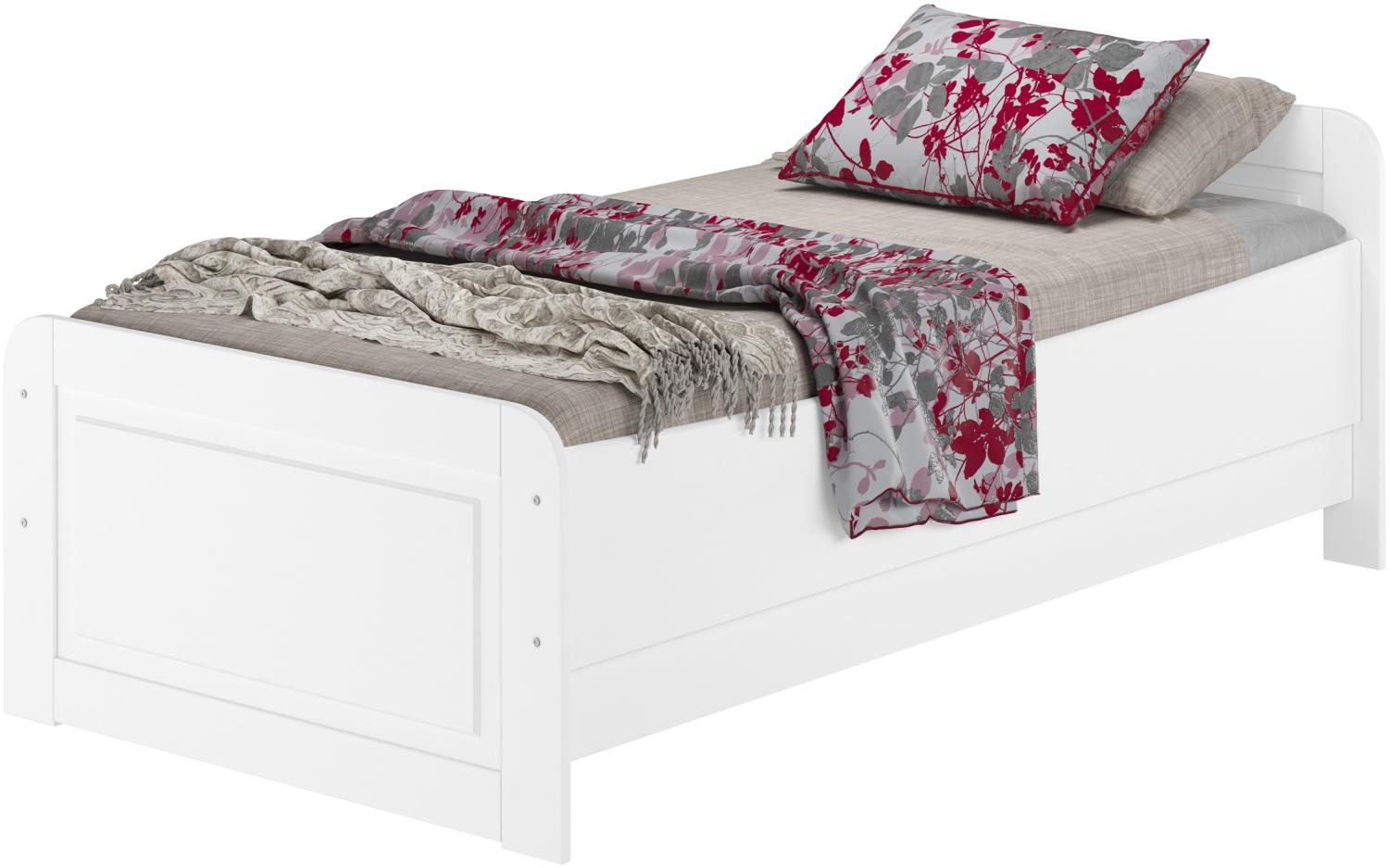 Weißes Seniorenbett extra hoch 90x200 Kiefer massiv Zubehör wählbar V-60.42W-09ohne Zubehör Bild 1