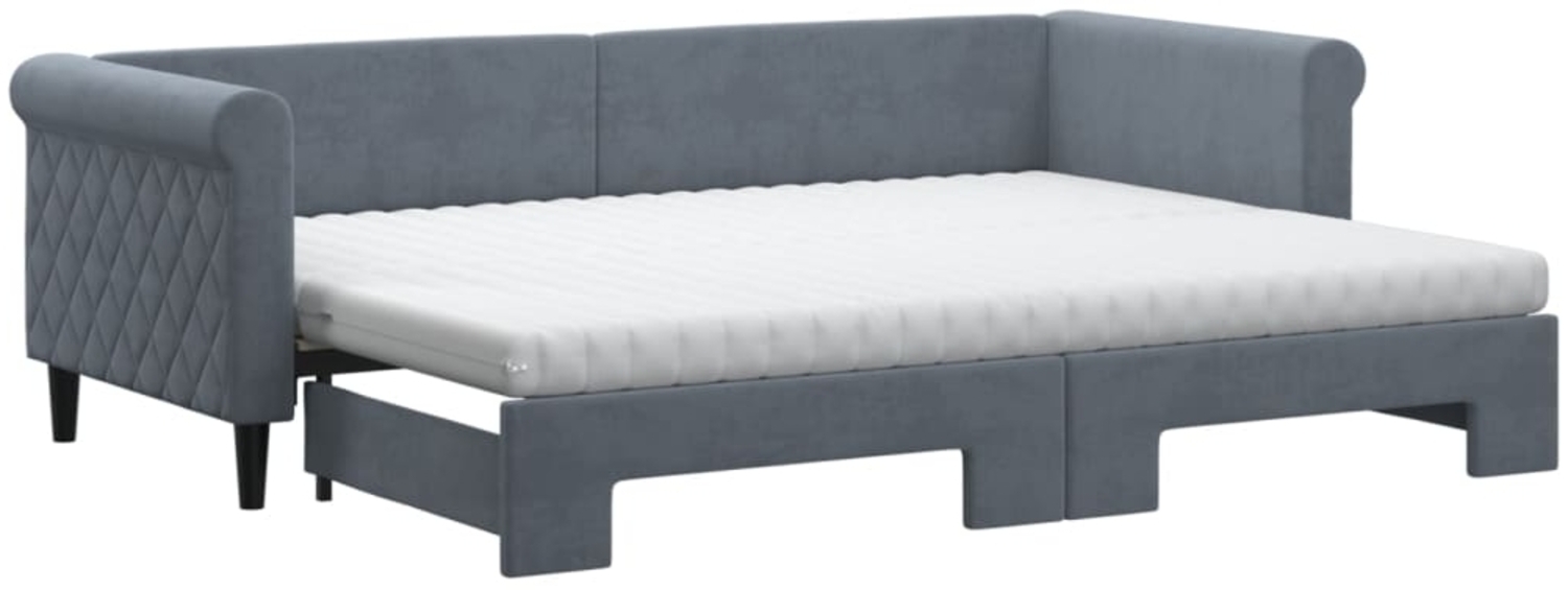 vidaXL Tagesbett Ausziehbar mit Matratzen Dunkelgrau 80x200 cm Samt 3197789 Bild 1