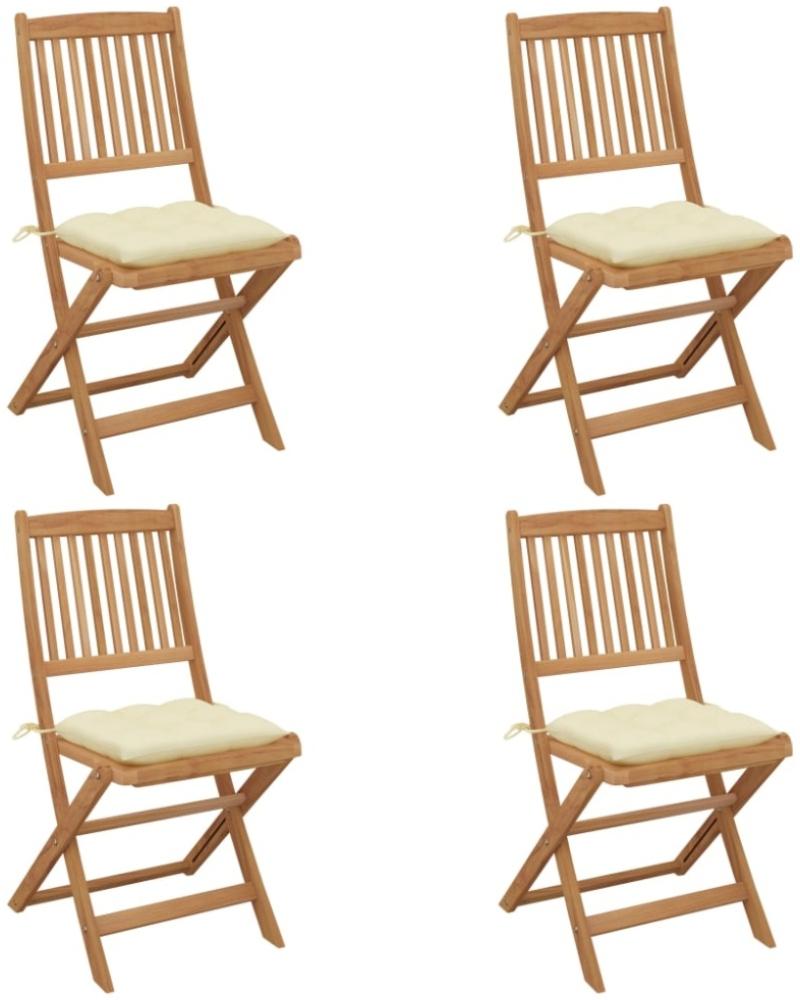 vidaXL Klappbare Gartenstühle 4 Stk. mit Kissen Massivholz Akazie 3064688 Bild 1