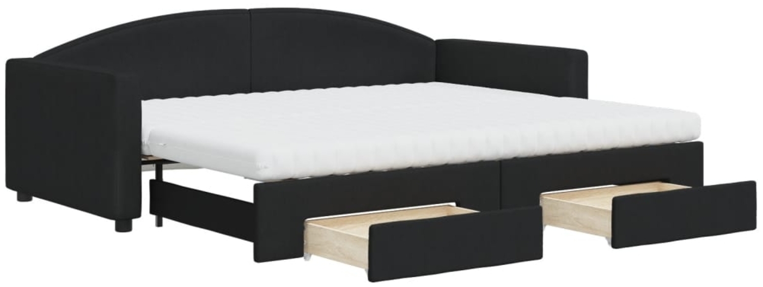 vidaXL Tagesbett Ausziehbar mit Schubladen Schwarz 90x200 cm Stoff 3197244 Bild 1