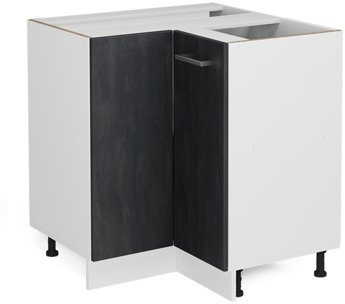 Eckunterschrank R-Line Schwarz Beton 75.6 cm ohne Arbeitsplatte Vicco Bild 1