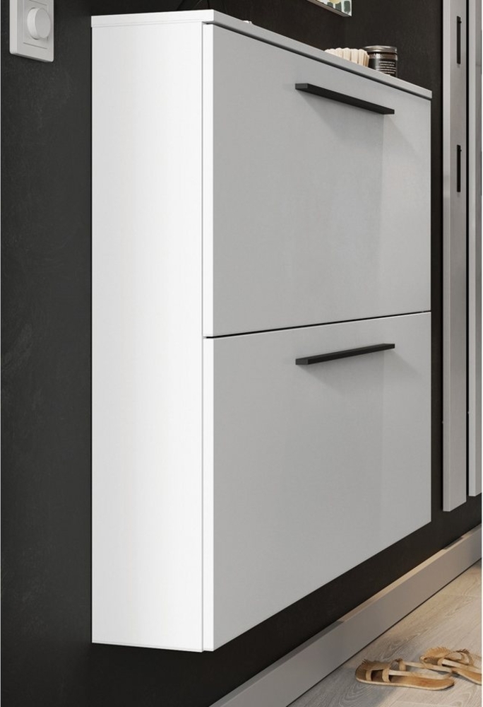 Lomadox Schuhschrank UTRERA-01 Schuhkipper Flur schmal, modern, weiß, B/H/T: 100/85/19 cm Bild 1