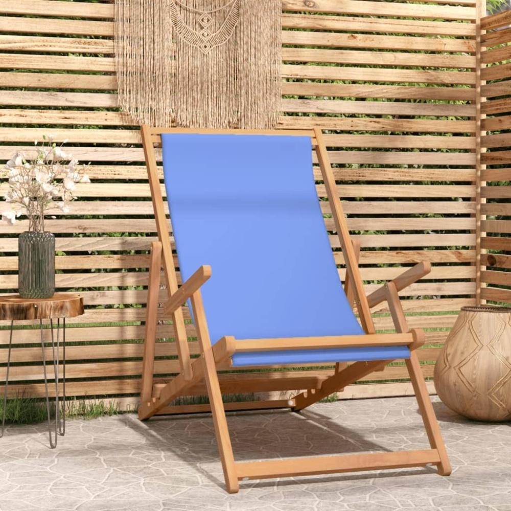 vidaXL Strandstuhl Klappbar Massivholz Teak Blau 317697 Bild 1