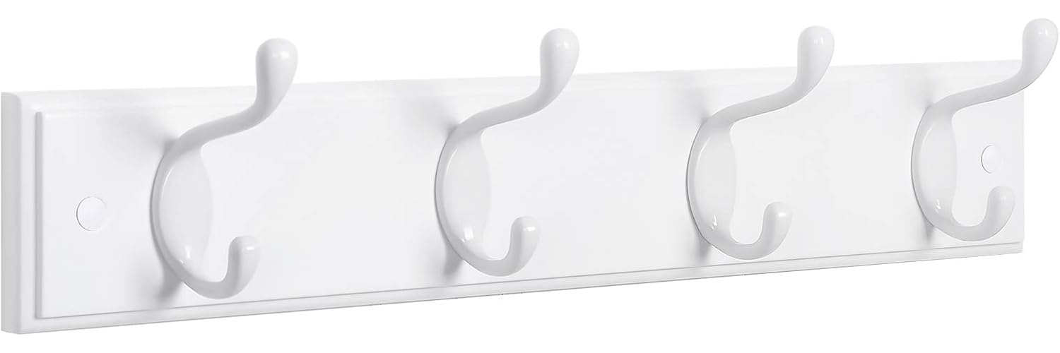 Songmics Hakenleiste mit 4 Kleiderhaken, MDF weiß, 9 x 40 x 7 cm Bild 1