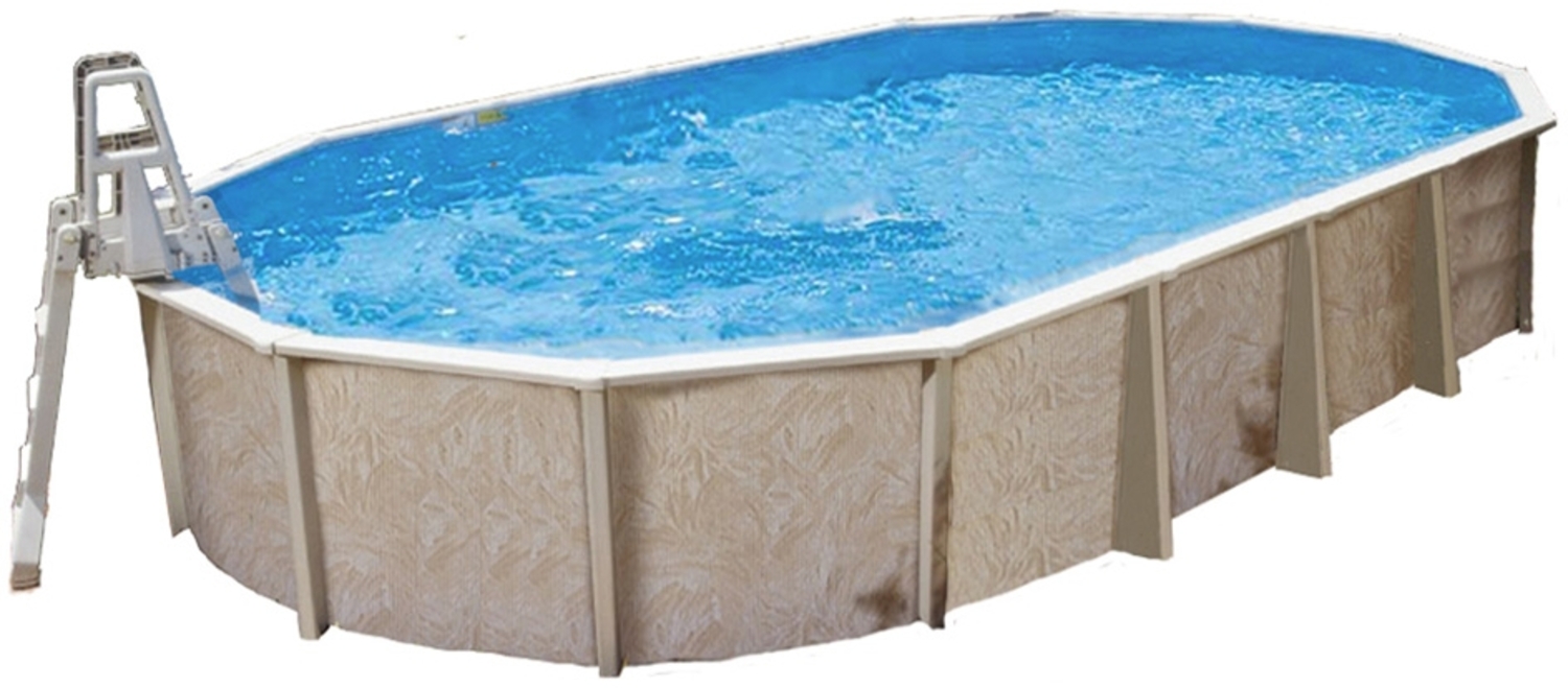 Interline Summer Holz Schwimmbad Diana Set 3 | Blau | 850x490x132 cm | Inkl. 5 teiliges Zubehörpaket und Winterabdeckung Bild 1