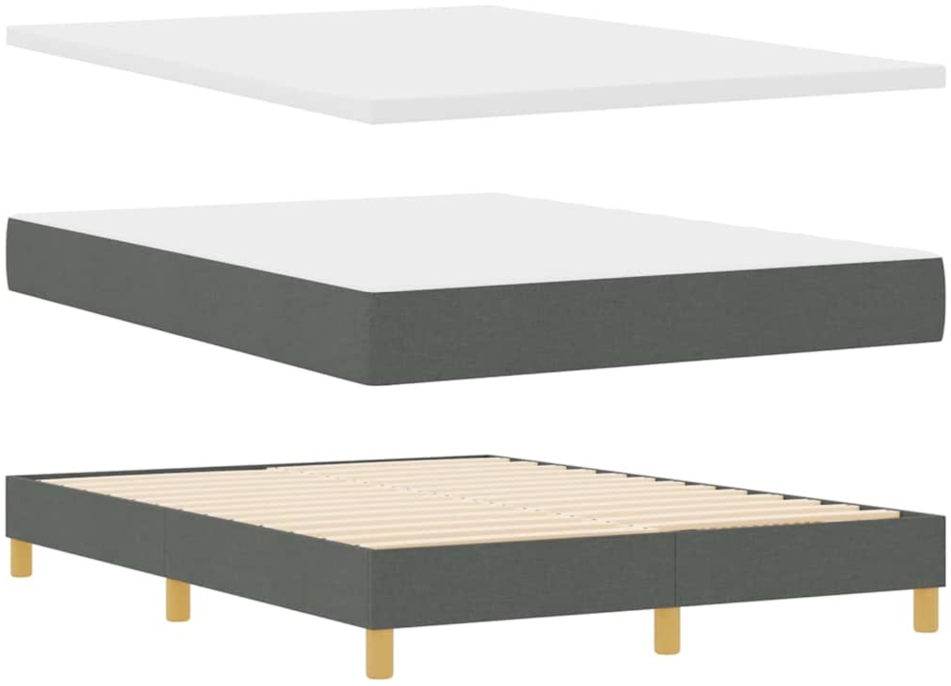 vidaXL Boxspringbett mit Matratze Creme 90x200 cm Stoff Dunkelgrau 3340277 Bild 1