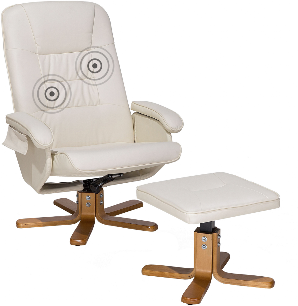 Massagesessel beige Kunstleder Heizfunktion mit Fußhocker RELAXPRO Bild 1