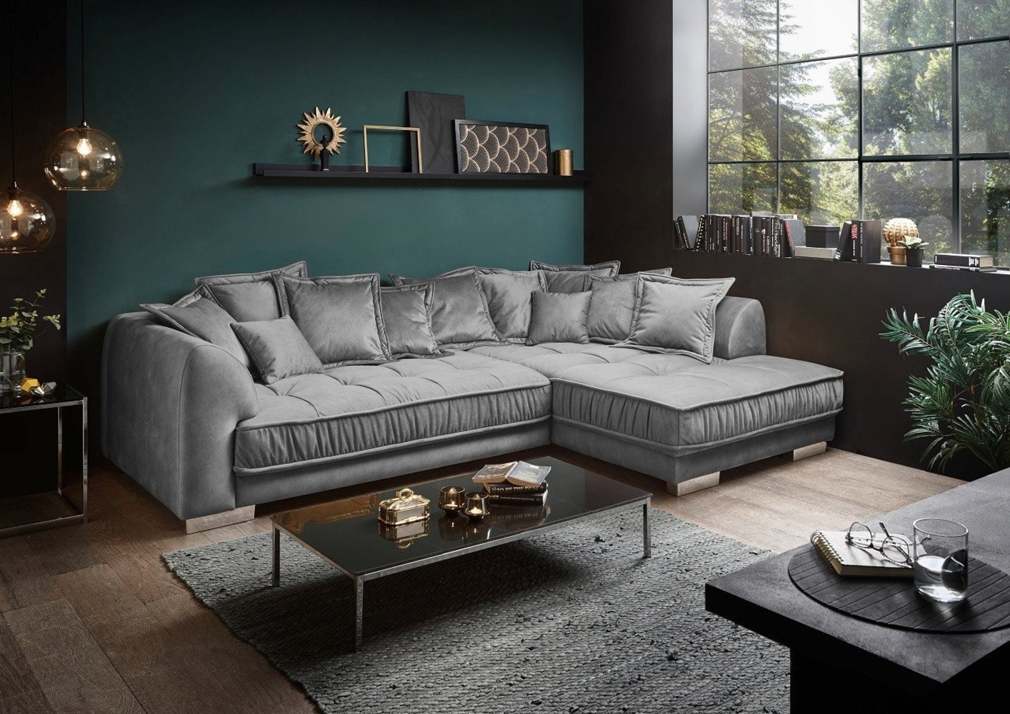 ED EXCITING DESIGN Ecksofa Pascha, Luxus-Mikrofaser mit Samtoptik, beidseitig montierbar Bild 1