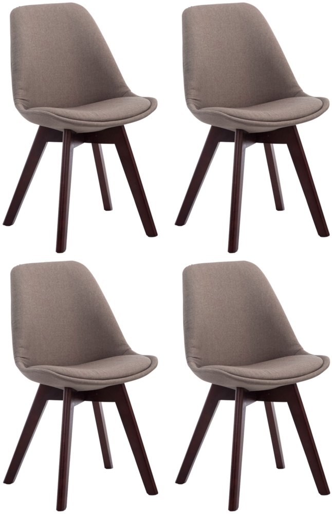 CLP 4er Set Besucherstühle Borneo V2 Stoff mit Polsterung,taupe walnuss Bild 1