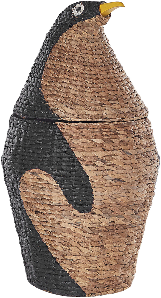 Aufbewahrungskorb mit Deckel Wasserhyazinthe naturfarben Pinguinform 68 cm HADZABE Bild 1