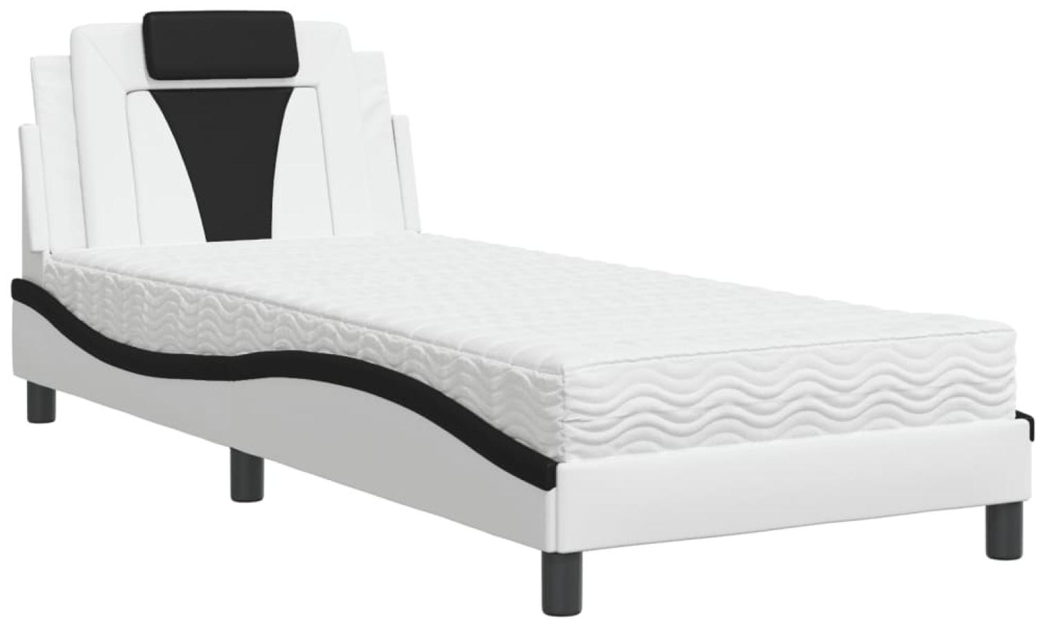 vidaXL Bett "Viana" mit Matratze Weiß und Schwarz 80x200 cm Kunstleder 3208760 Bild 1