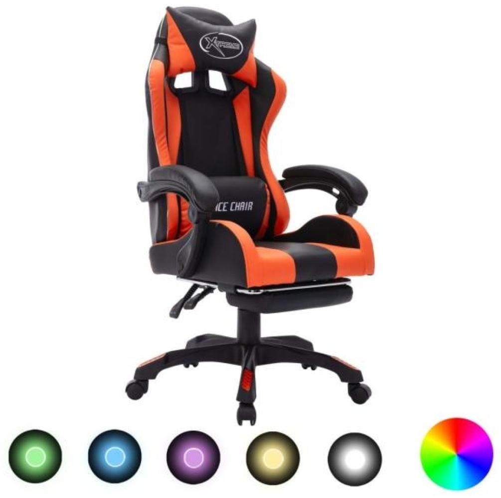 vidaXL Gaming-Stuhl mit RGB LED-Leuchten Orange und Schwarz Kunstleder 288012 Bild 1