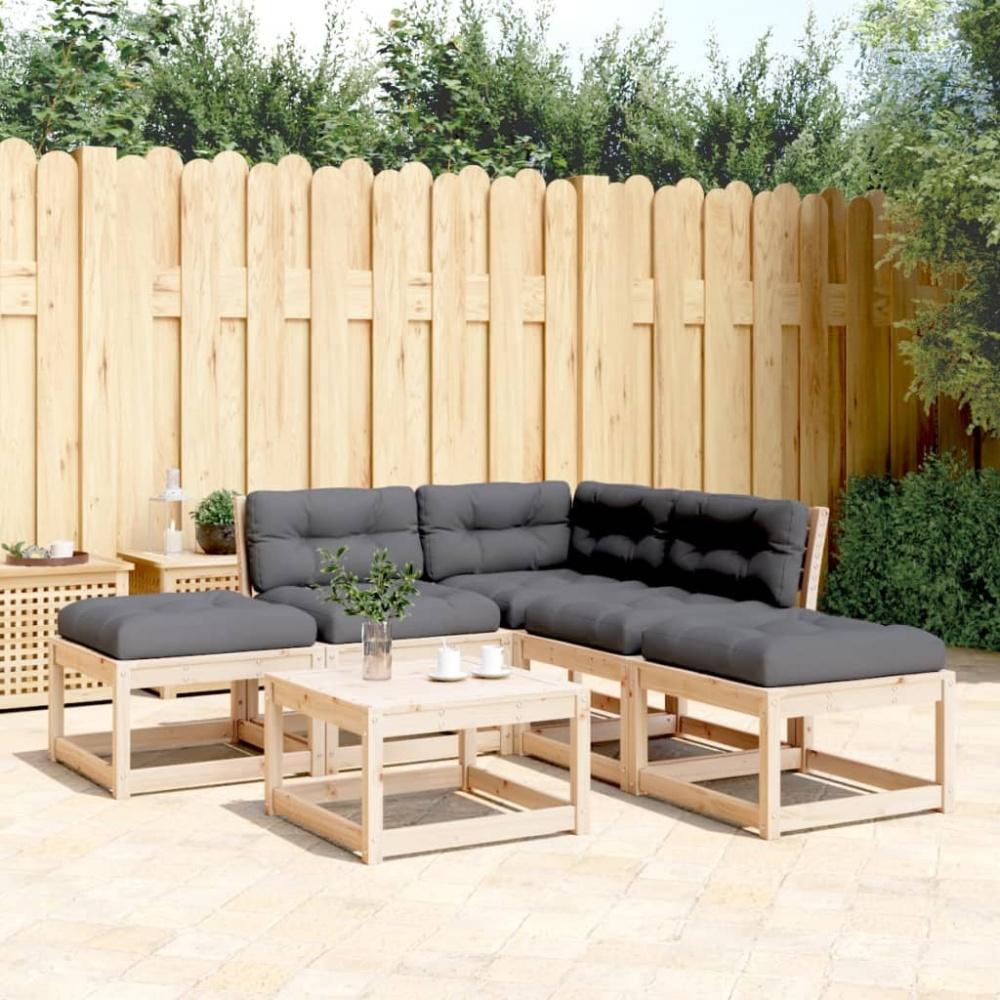 vidaXL 5-tlg. Garten-Sofagarnitur mit Kissen Massivholz Kiefer 3216960 Bild 1