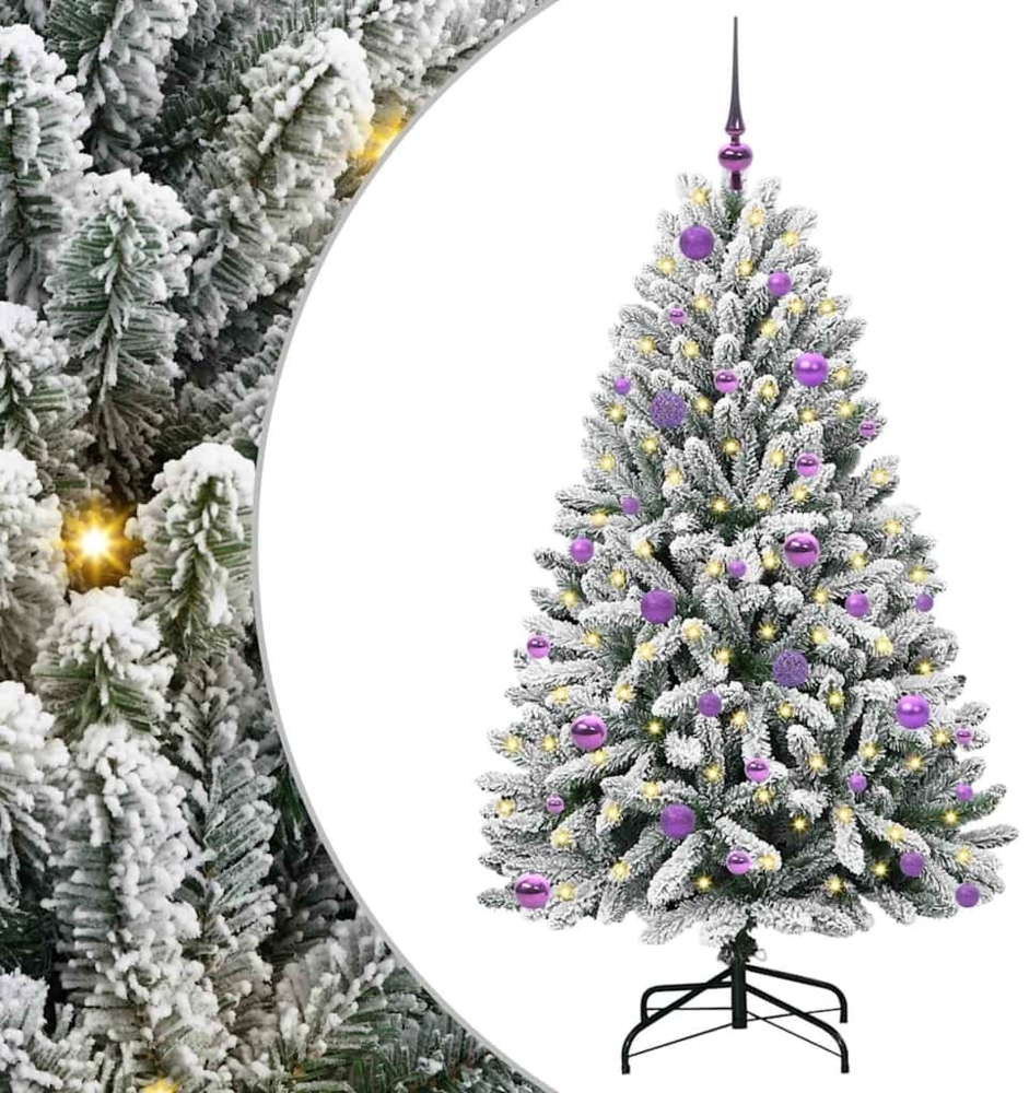vidaXL Künstlicher Weihnachtsbaum Grün und Weiß 150 cm PVC und Metall 3395745 Bild 1