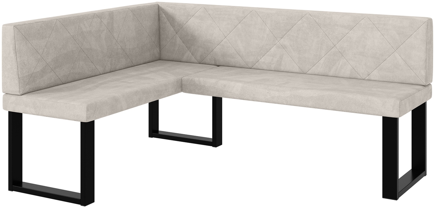 MEBLINI Eckbank für Esszimmer - Küchenbank - Essecke - Sitzecke Küche - ERIC - U-Beine 128x168x87cm Links - Beige Samt Bild 1