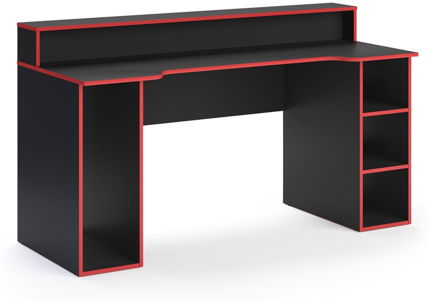 Vicco 'Roni' Computertisch Gamingtisch Schreibtisch, Schwarz/Rot, 160 x 91,1 x 65 cm Bild 1