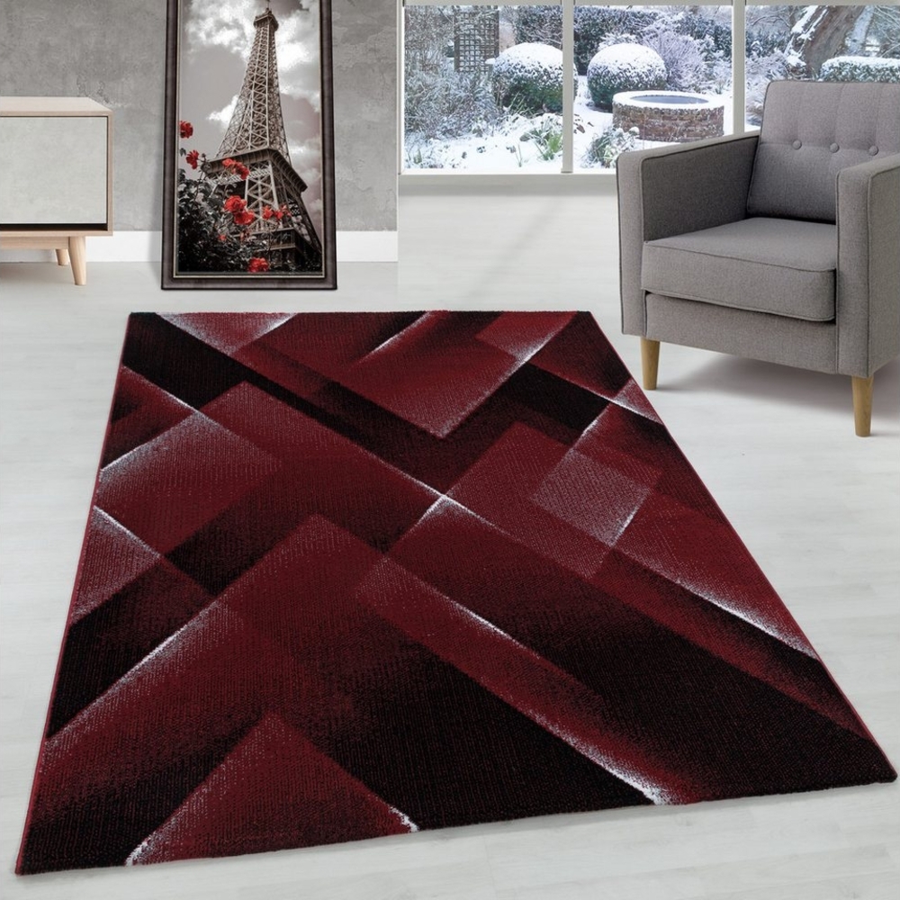 Carpettex Designteppich Abstrakt Design, Läufer, Höhe: 9 mm, Kurzflor Teppich Abstrakt Design Teppich Rot Teppich Wohnzimmer Bild 1