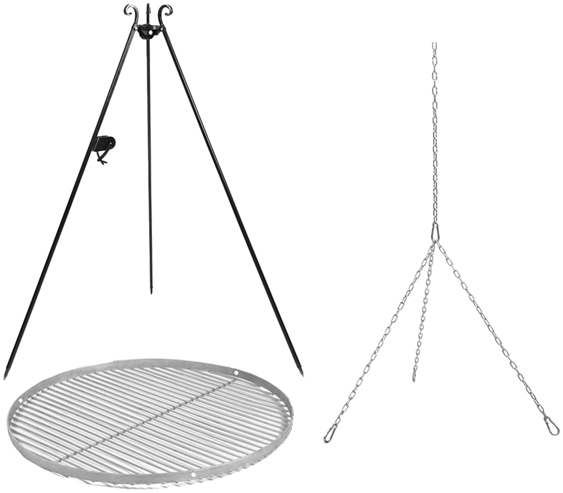 Cook King Schwenkgrill, Höhe 180 cm, Höhenverstellbar, Ø 50 cm, Edelstahl Bild 1