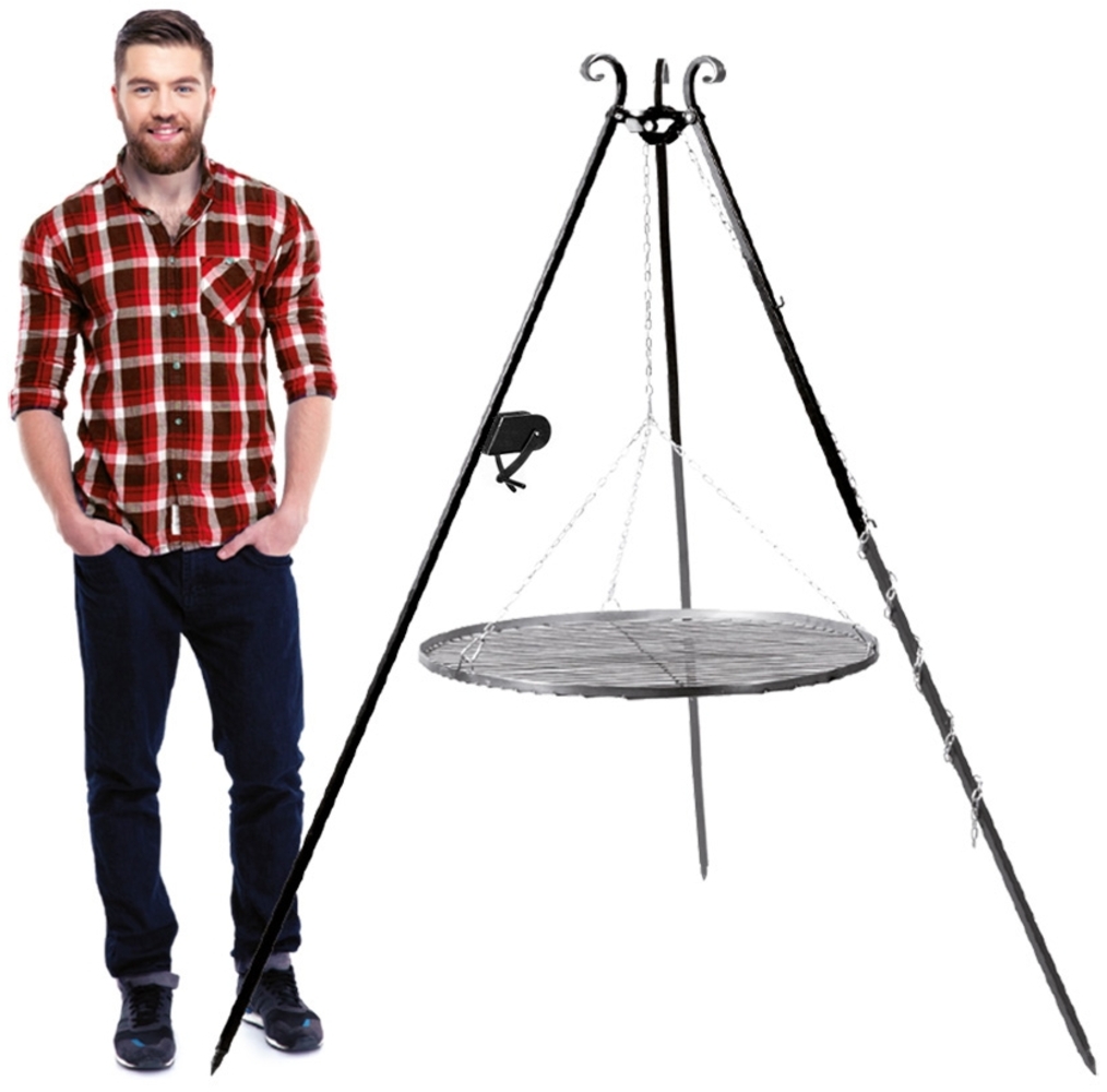 Cook King Schwenkgrill, Höhe 180 cm, Höhenverstellbar, Ø 50 cm, Edelstahl Bild 1