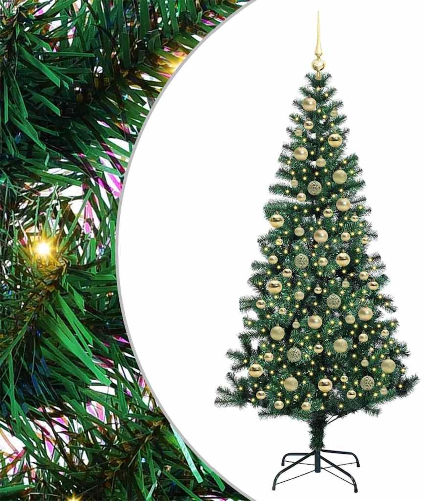 vidaXL Künstlicher vorbeleuchteter Weihnachtsbaum Grün 210 cm 3396779 Bild 1
