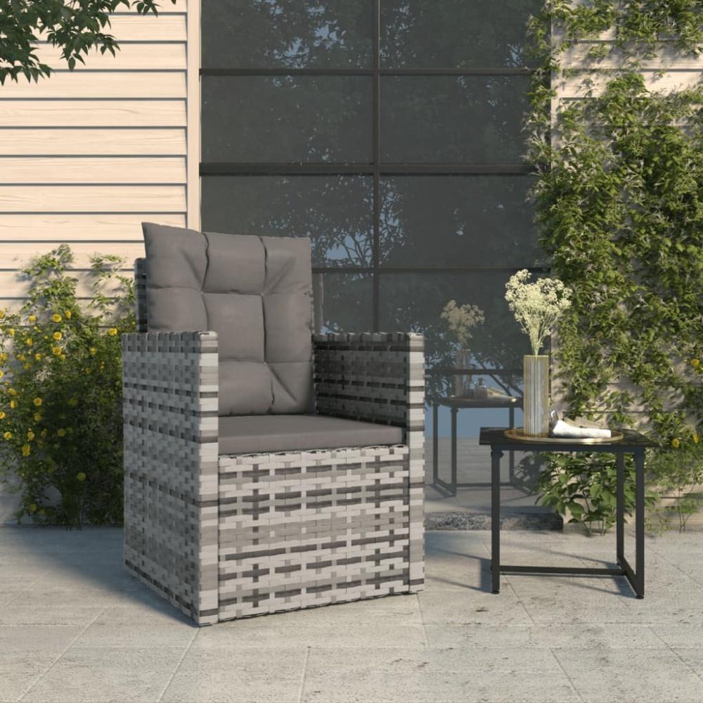 vidaXL Gartensessel mit Kissen Grau Poly Rattan 362323 Bild 1