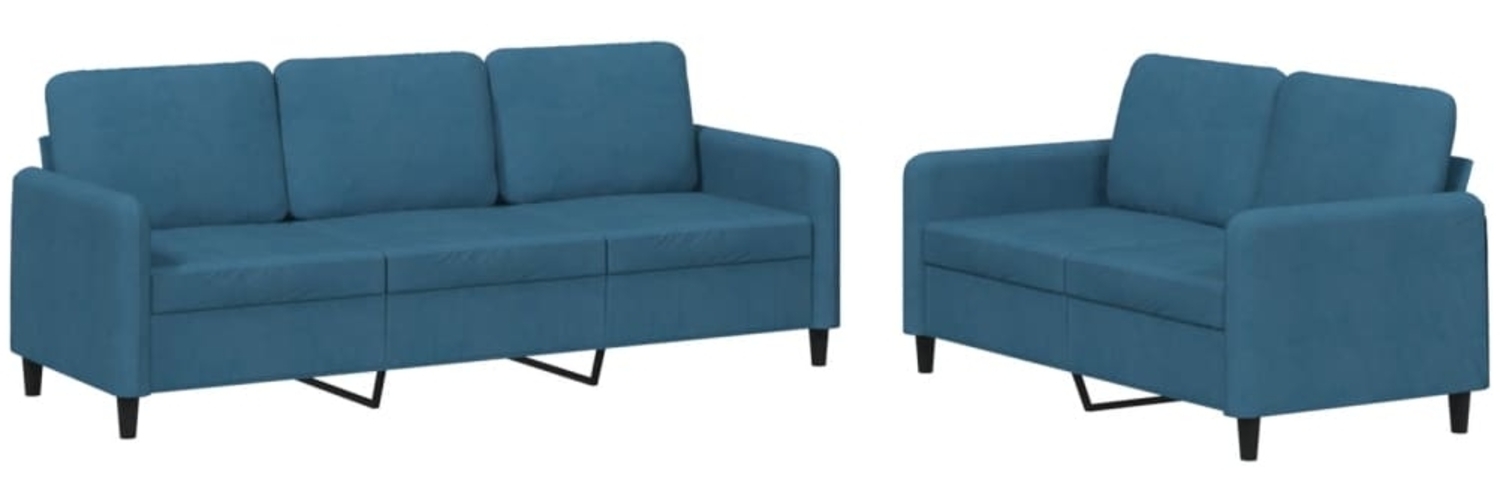 vidaXL 2-tlg. Sofagarnitur Blau Samt 3202023 Bild 1