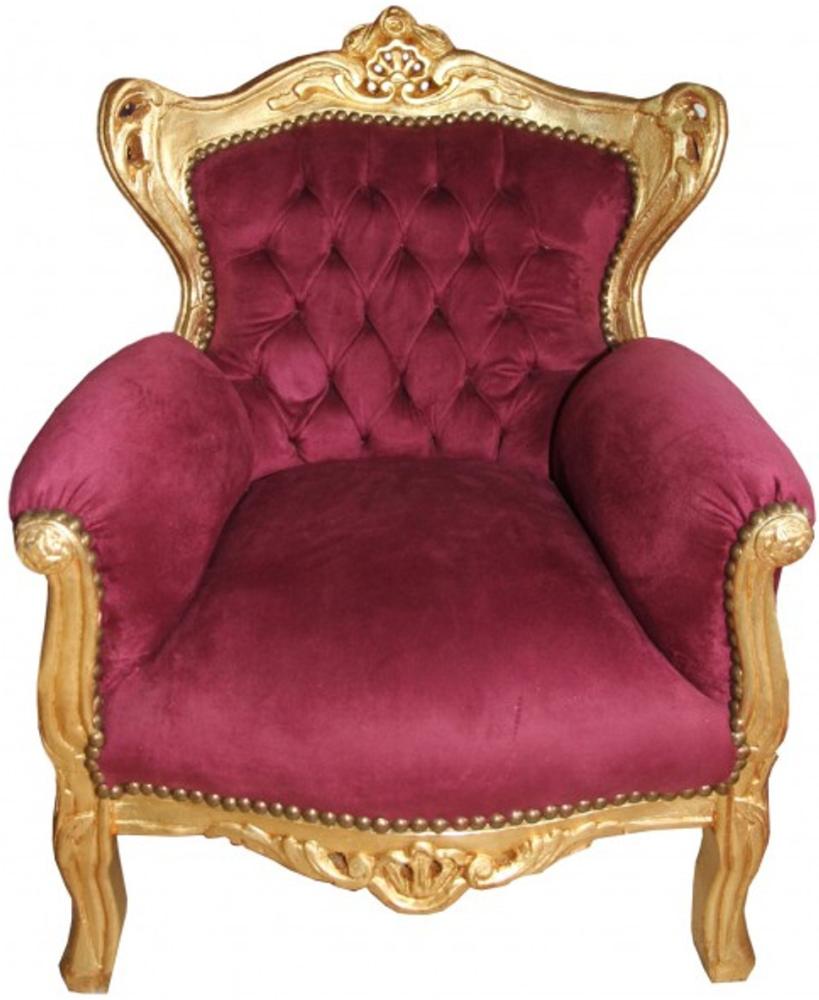 Casa Padrino Barock Kinder Sessel Bordeaux / Gold - Barock Möbel Bild 1