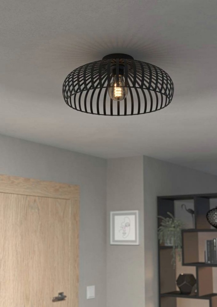 Eglo 900721 Deckenleuchte MOGANO 3 Stahl schwarz E27 1X40W H:18cm Ø43cm dimmbar Bild 1